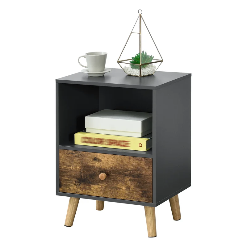 Mesa de Noche Sundsvall con cajón aglomerado/madera 54 x 40 x 30 cm - En diferentes colores [en.casa]