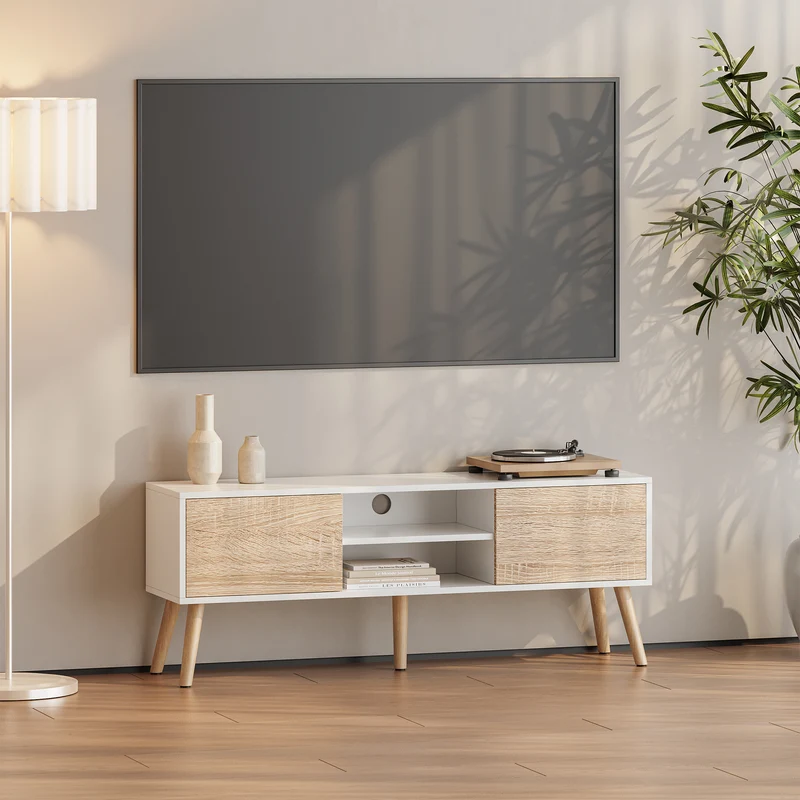 Mesa de Tele Eskilstuna con 2 Puertas 2 Estantes 120x30x47cm [en.casa]
