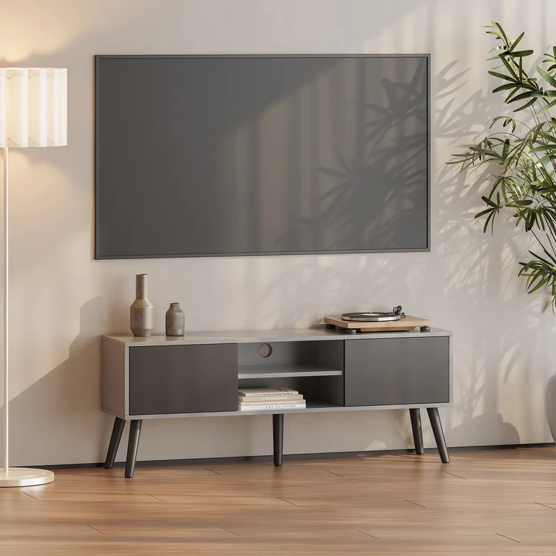 Mesa de Tele Eskilstuna con 2 Puertas 2 Estantes 120x30x47cm [en.casa]