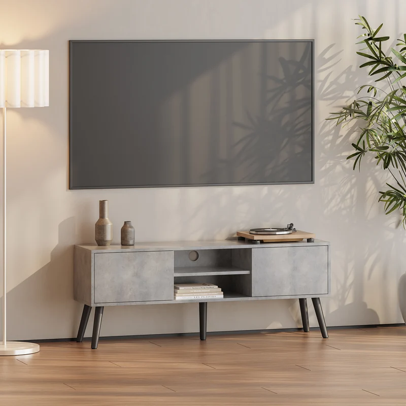 Mesa de Tele Eskilstuna con 2 Puertas 2 Estantes 120x30x47cm [en.casa]