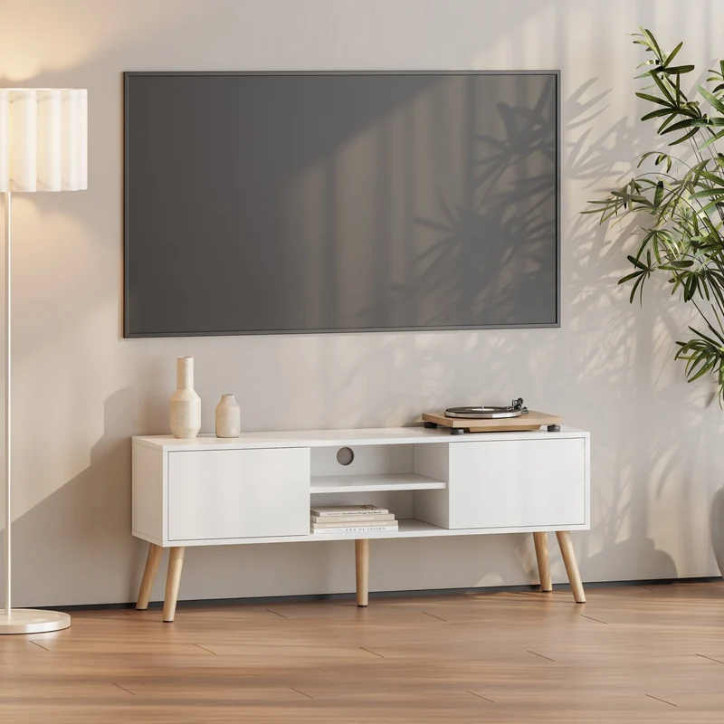 Mesa de Tele Eskilstuna con 2 Puertas 2 Estantes 120x30x47cm [en.casa]