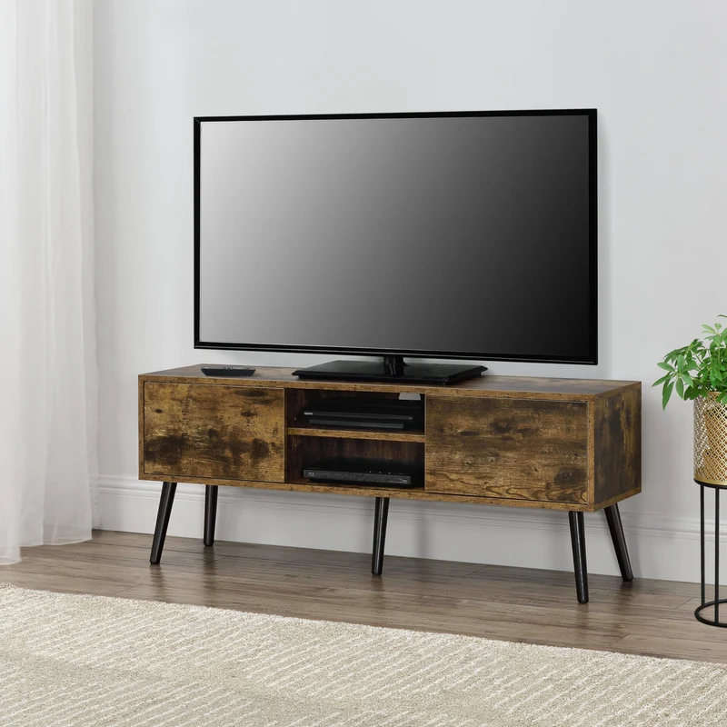 Mesa de Tele Eskilstuna con 2 Puertas 2 Estantes 120x30x47cm [en.casa]