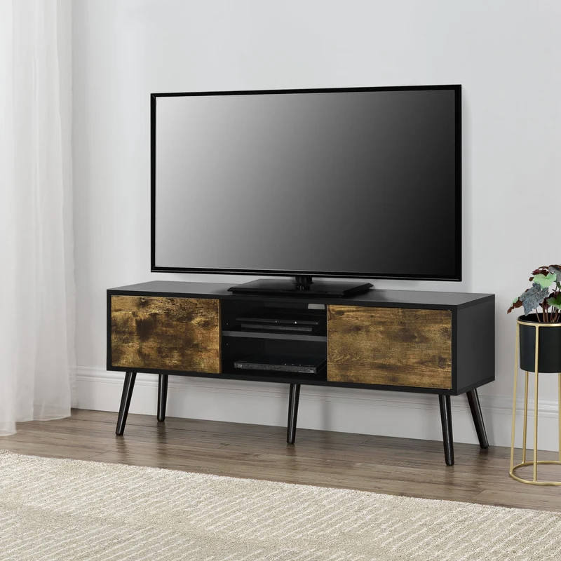 Mesa de Tele Eskilstuna con 2 Puertas 2 Estantes 120x30x47cm [en.casa]