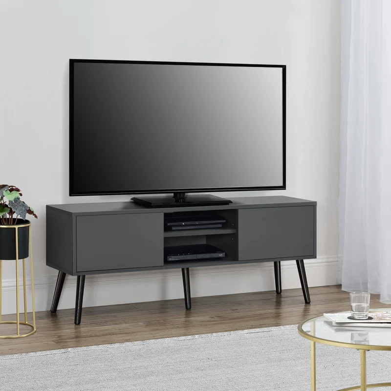 Mesa de Tele Eskilstuna con 2 Puertas 2 Estantes 120x30x47cm [en.casa]