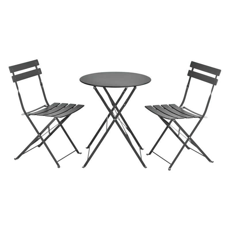 Conjunto de bistró Caprile 3 piezas plegable acero [en.casa]