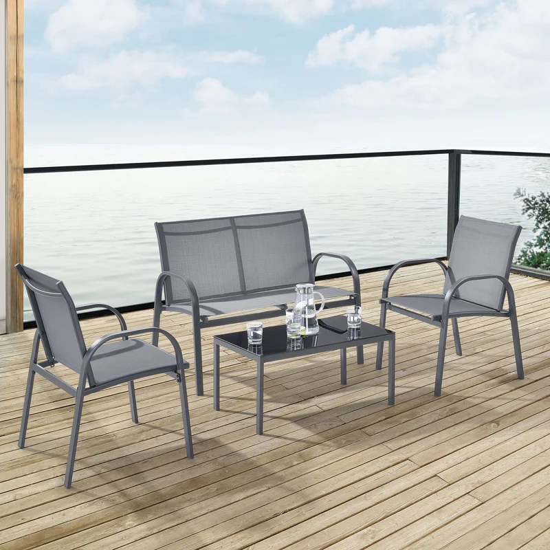 Conjunto de muebles de jardín Gagra Sillas con banco y mesa varios colores en.casa