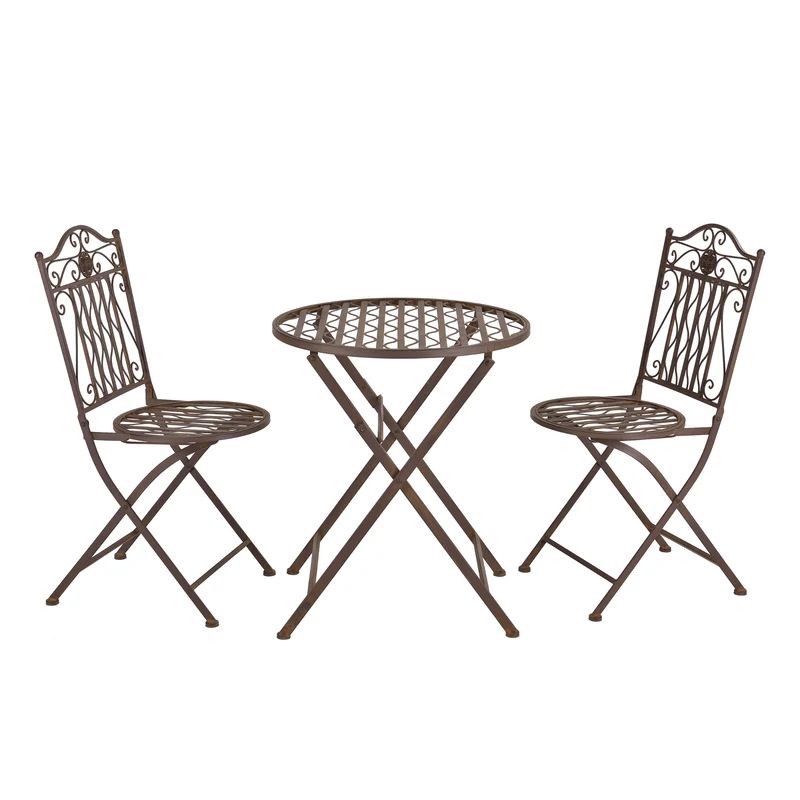 Conjunto de bistró Biella 3 piezas plegable metal [en.casa]