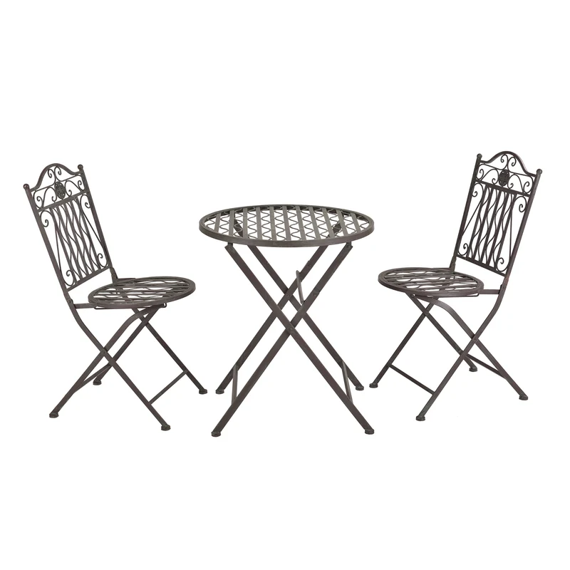 Conjunto de bistró Biella 3 piezas plegable metal [en.casa]