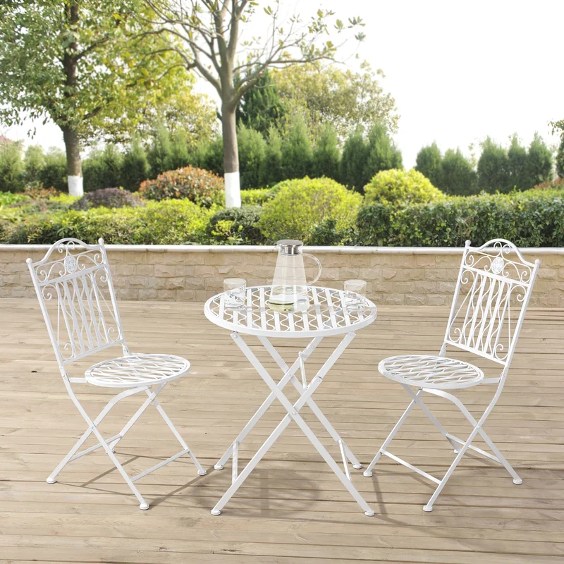 Conjunto de bistró Biella 3 piezas plegable metal [en.casa]