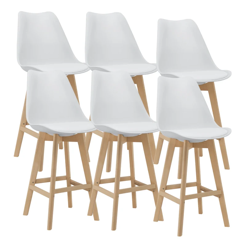 Set de 6 taburetes de bar con respaldo Lublin en varios colores en.casa