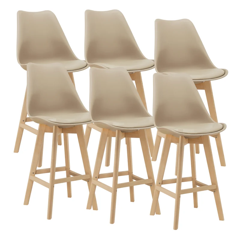 Set de 6 taburetes de bar con respaldo Lublin en varios colores en.casa