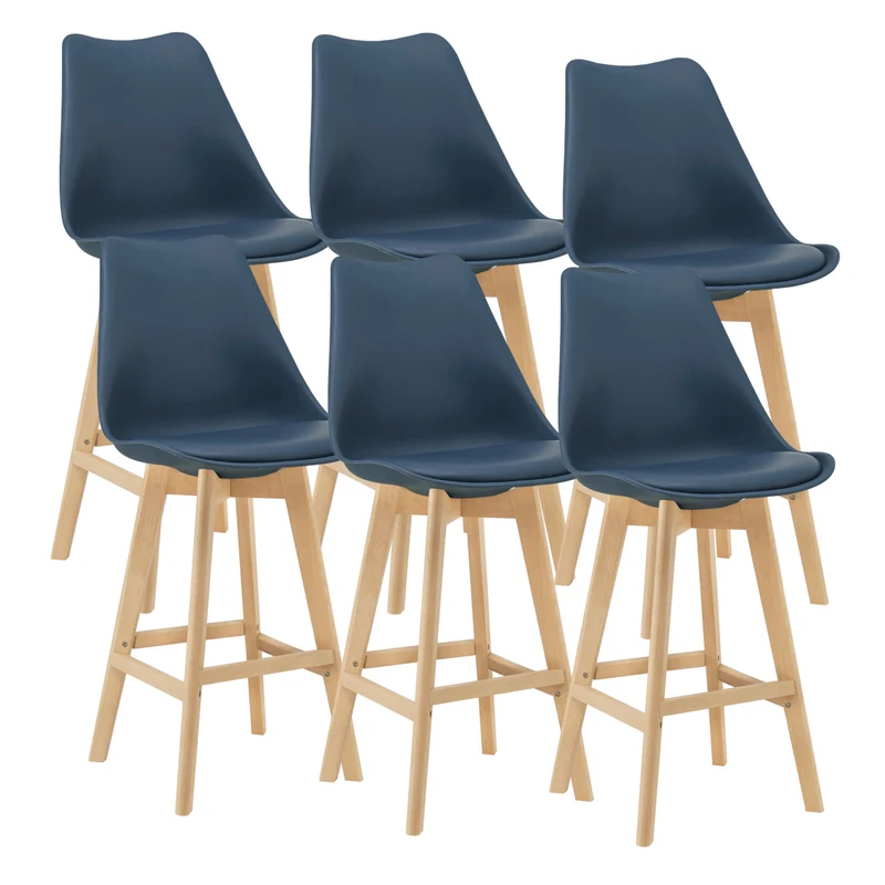 Set de 6 taburetes de bar con respaldo Lublin en varios colores en.casa