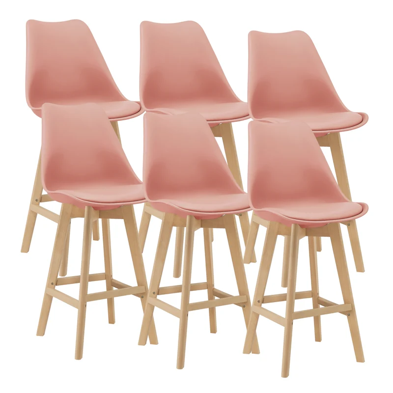 Set de 6 taburetes de bar con respaldo Lublin en varios colores en.casa