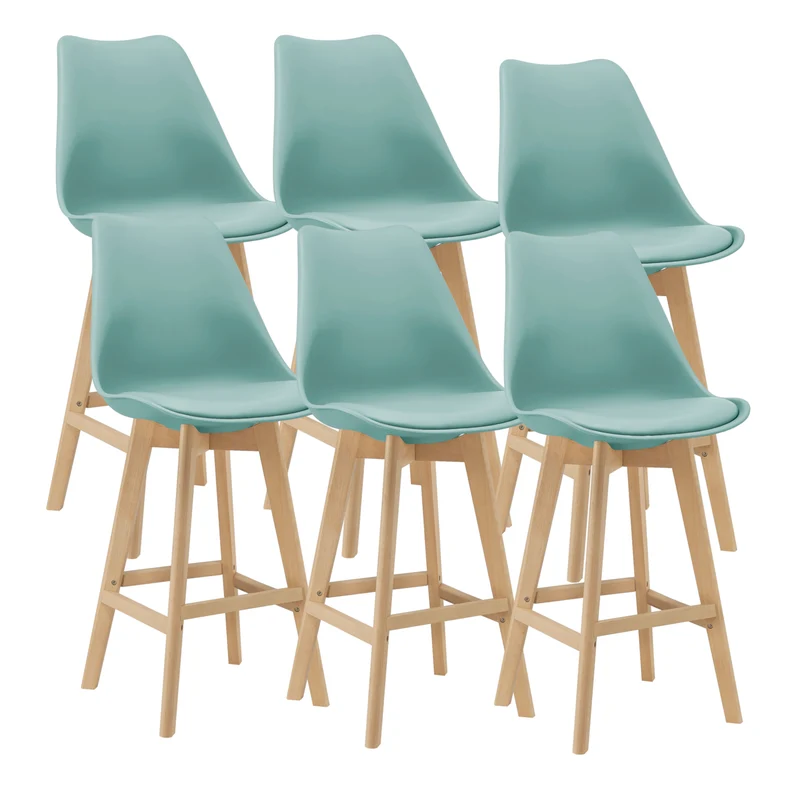 Set de 6 taburetes de bar con respaldo Lublin en varios colores en.casa