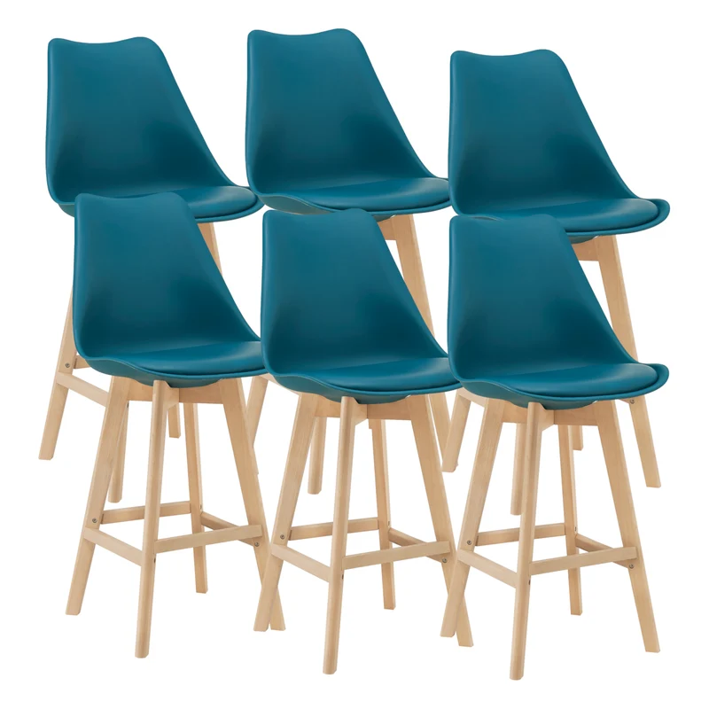Set de 6 taburetes de bar con respaldo Lublin en varios colores en.casa