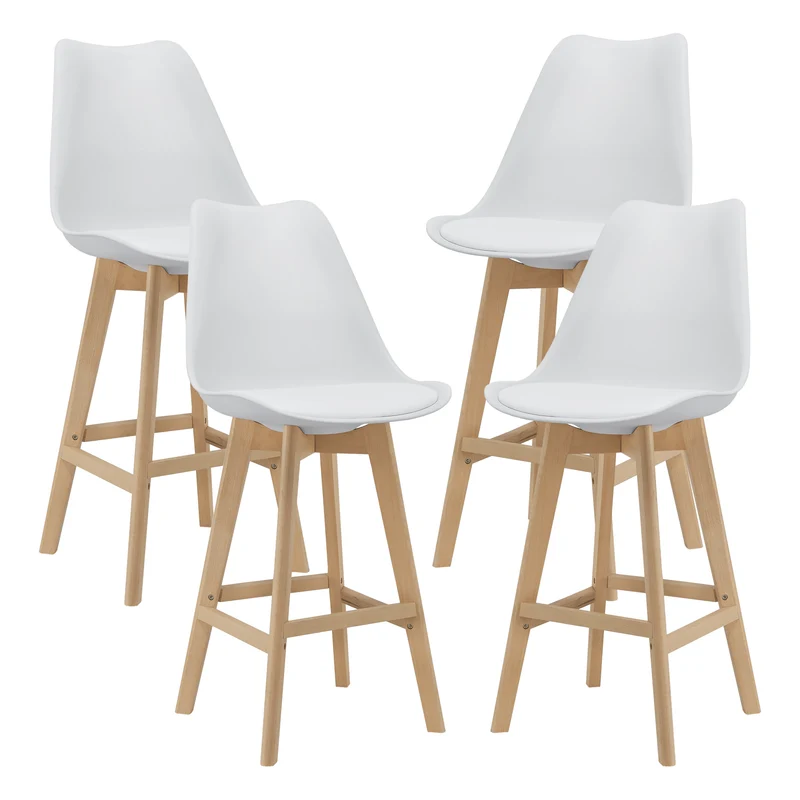 Set de 4 taburetes de bar con respaldo Lublin en varios colores en.casa