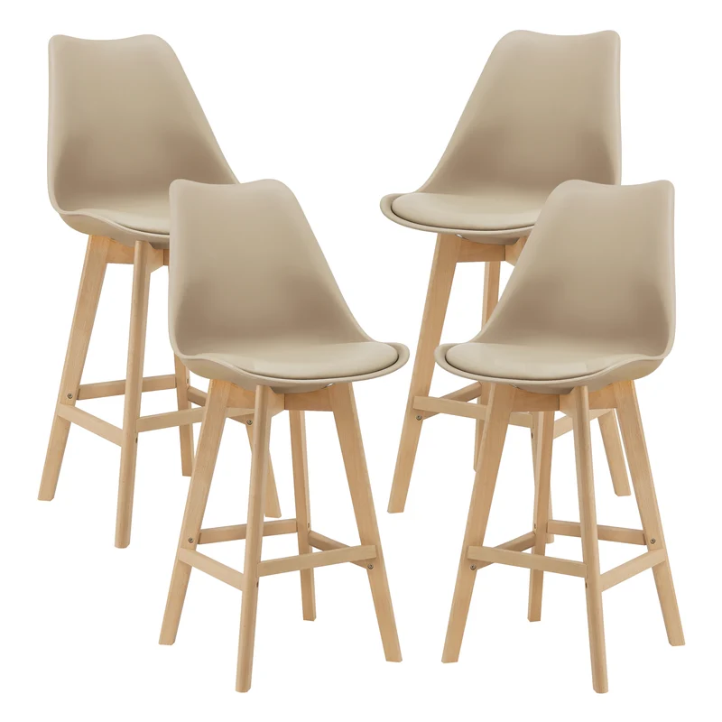 Set de 4 taburetes de bar con respaldo Lublin en varios colores en.casa
