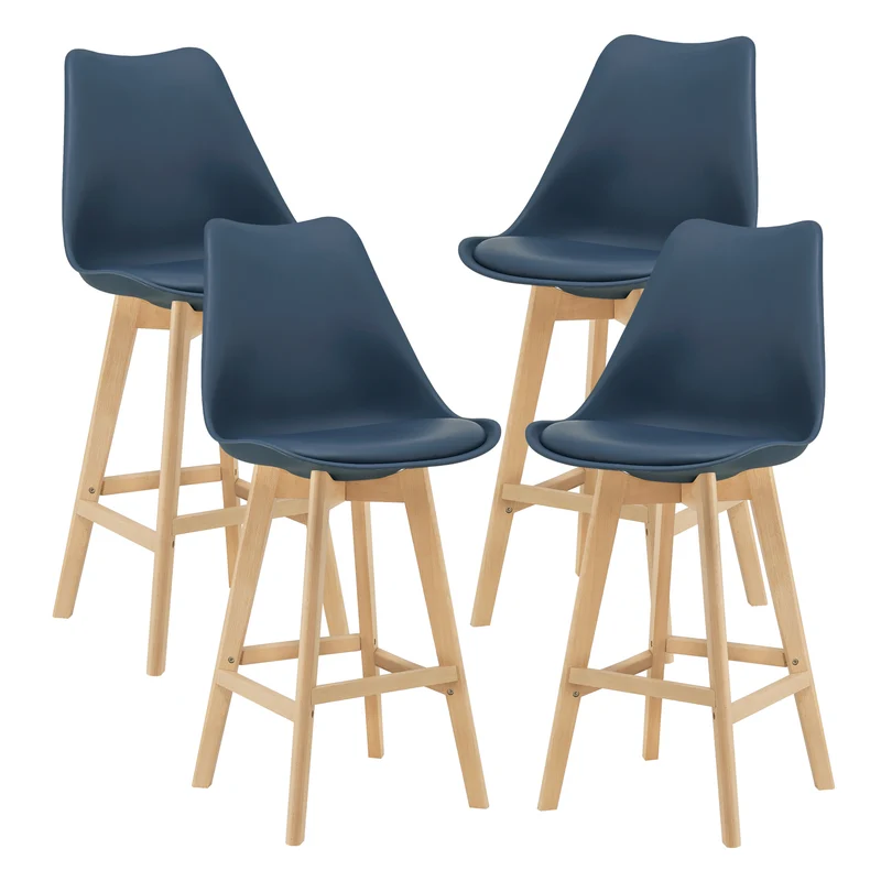 Set de 4 taburetes de bar con respaldo Lublin en varios colores en.casa