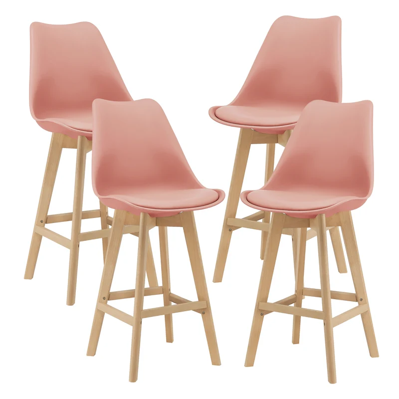 Set de 4 taburetes de bar con respaldo Lublin en varios colores en.casa
