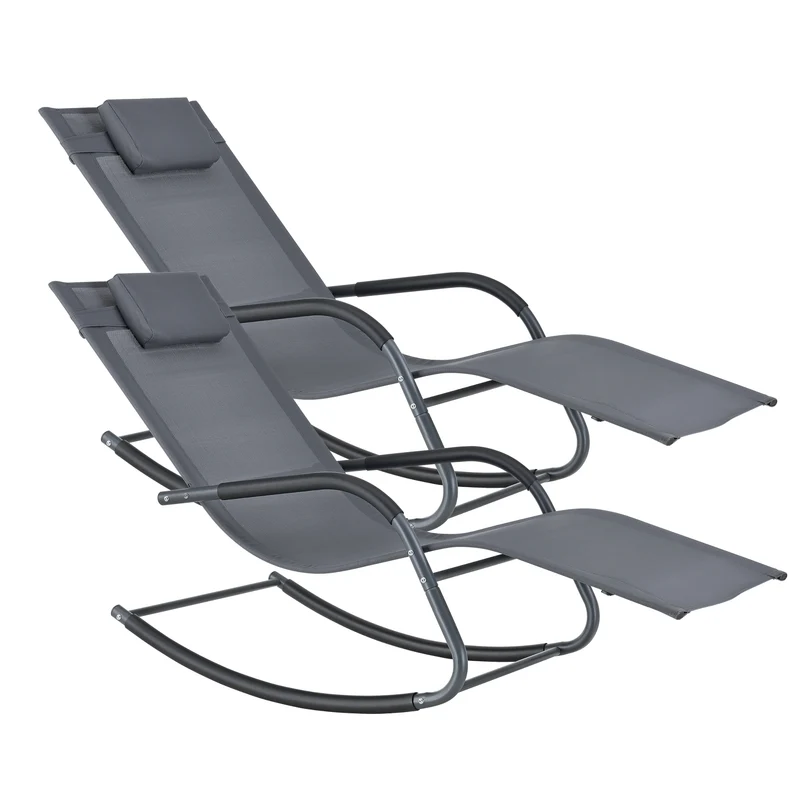 Set de 2x Tumbona Mecedora Caracena 147 x 63 x 89 cm en diferentes colores [en.casa]®