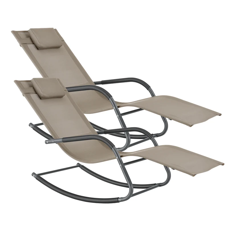 Set de 2x Tumbona Mecedora Caracena 147 x 63 x 89 cm en diferentes colores [en.casa]®