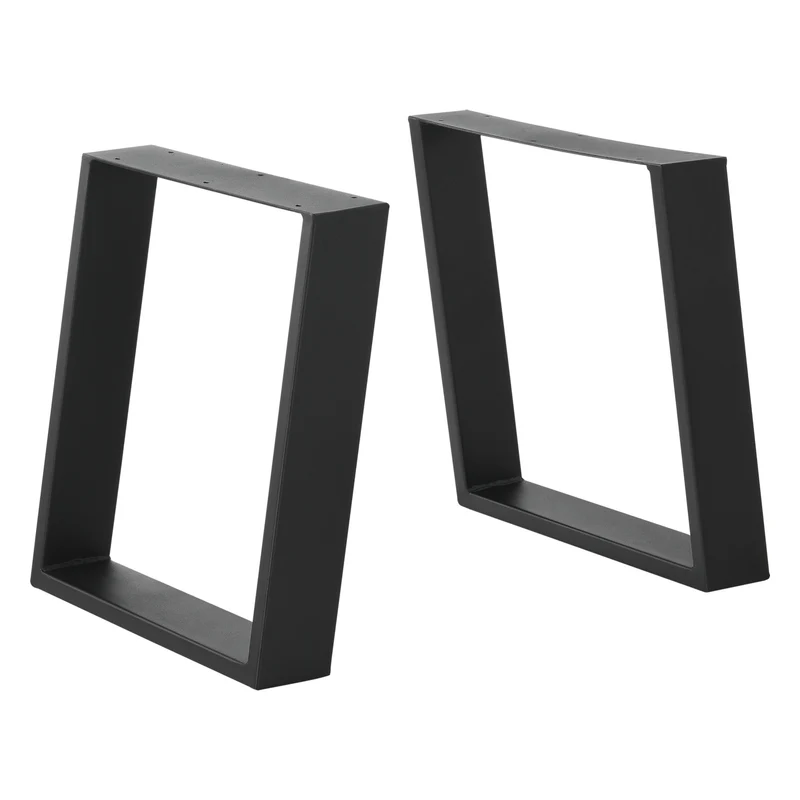 Set de 2x patas de mesa de comedor Lülsfeld - Acero En diferentes medidas con protección para suelo - Negro mate [en.casa]