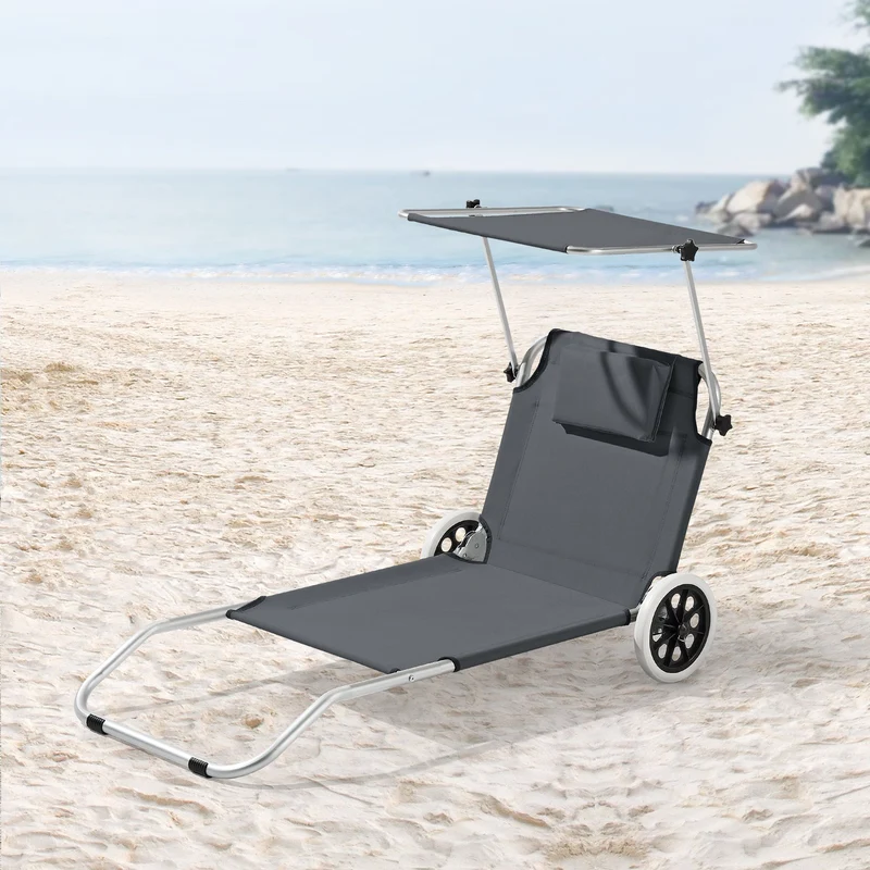 Tumbona con 2 Ruedas Lazkano 150 x 62 cm En diferentes colores [en.casa]®