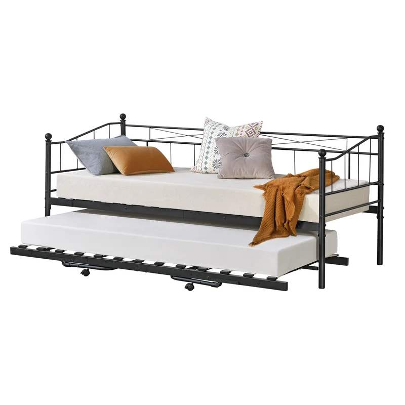 Cama con cama supletoria Skutskär con 4 Ruedas Metal 90 x 200 cm - En diferentes colores [en.casa]