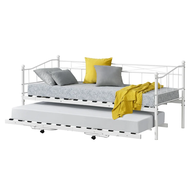 Cama con cama supletoria Skutskär con 4 Ruedas Metal 90 x 200 cm - En diferentes colores [en.casa]