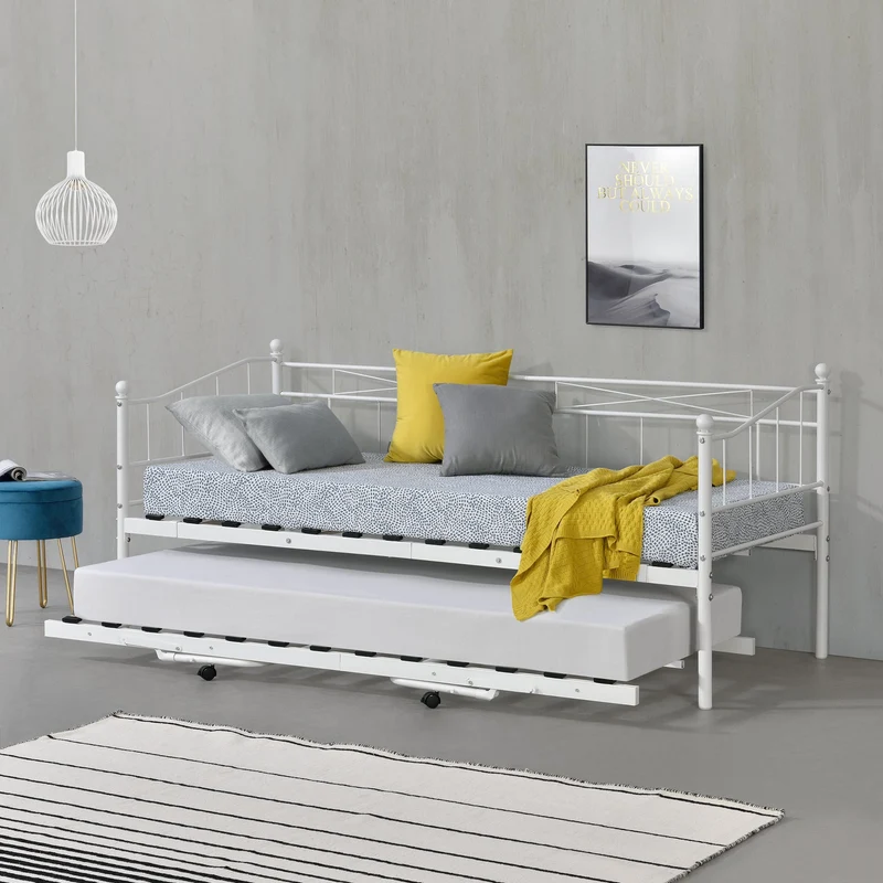 Cama con cama supletoria Skutskär con 4 Ruedas Metal 90 x 200 cm - En diferentes colores [en.casa]