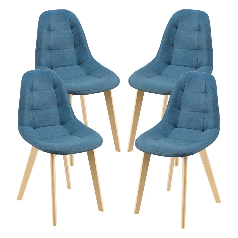 Set de 4 Sillas de Comedor Kopparberg Tapizado Patas de Haya 86 x 53 x 47 cm - En diferentes colores [en.casa]