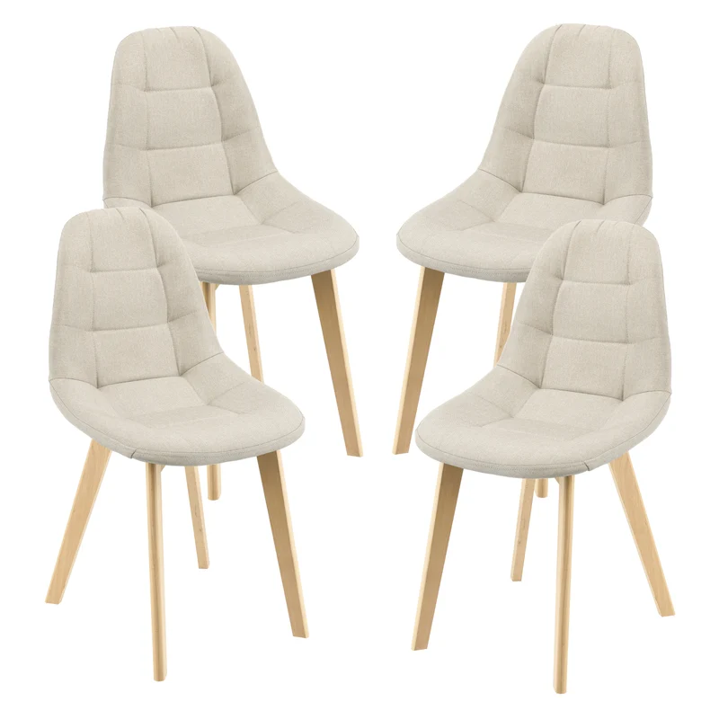 Set de 4 Sillas de Comedor Kopparberg Tapizado Patas de Haya 86 x 53 x 47 cm - En diferentes colores [en.casa]