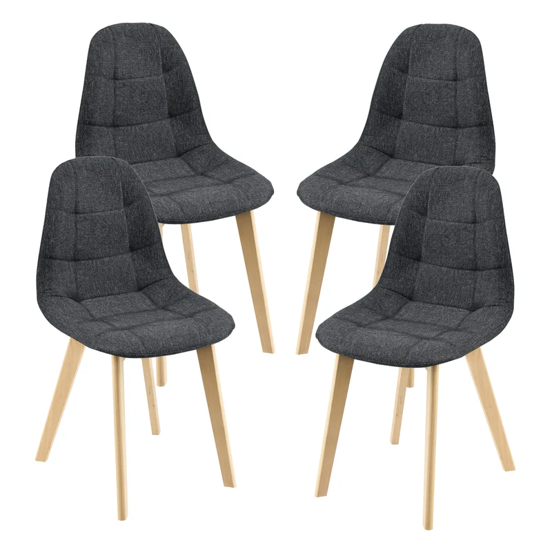 Set de 4 Sillas de Comedor Kopparberg Tapizado Patas de Haya 86 x 53 x 47 cm - En diferentes colores [en.casa]