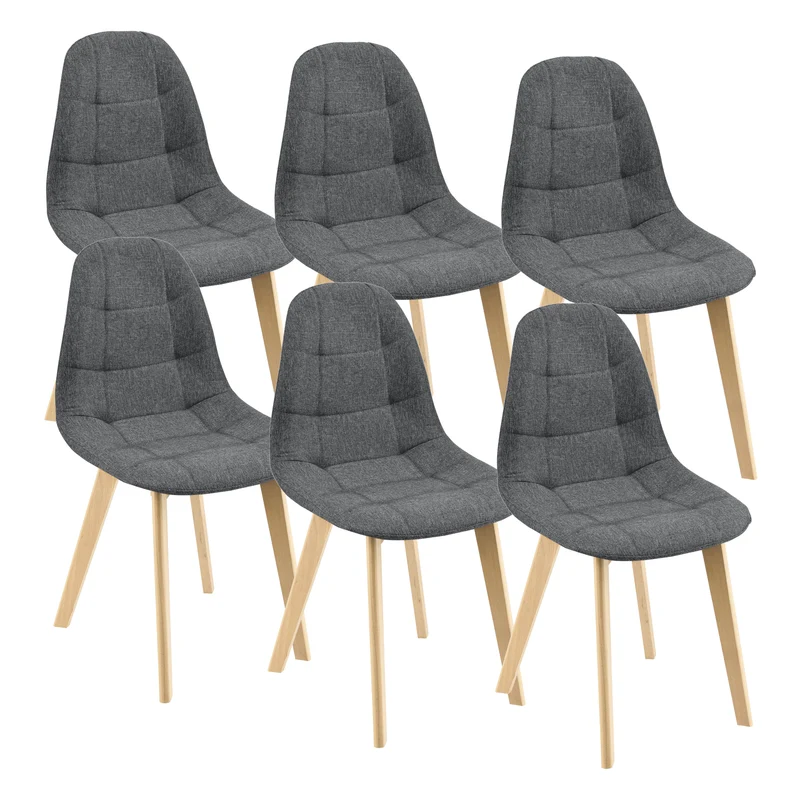 Set de 6 Sillas de Comedor Kopparberg Tapizado Patas de Haya 86 x 53 x 47 cm - En diferentes colores [en.casa]