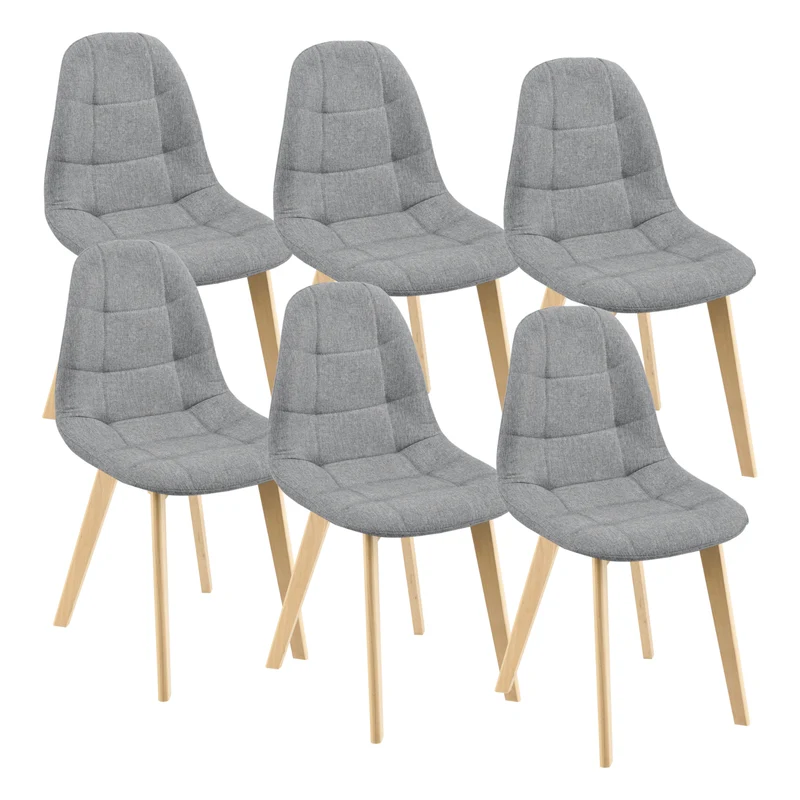 Set de 6 Sillas de Comedor Kopparberg Tapizado Patas de Haya 86 x 53 x 47 cm - En diferentes colores [en.casa]
