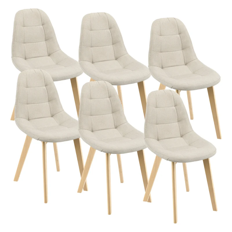 Set de 6 Sillas de Comedor Kopparberg Tapizado Patas de Haya 86 x 53 x 47 cm - En diferentes colores [en.casa]