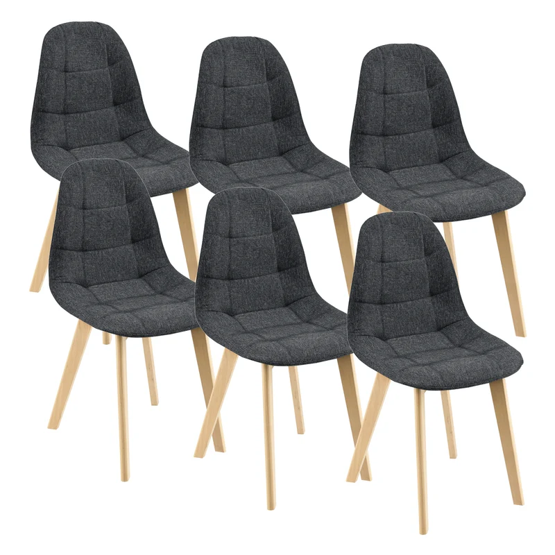 Set de 6 Sillas de Comedor Kopparberg Tapizado Patas de Haya 86 x 53 x 47 cm - En diferentes colores [en.casa]