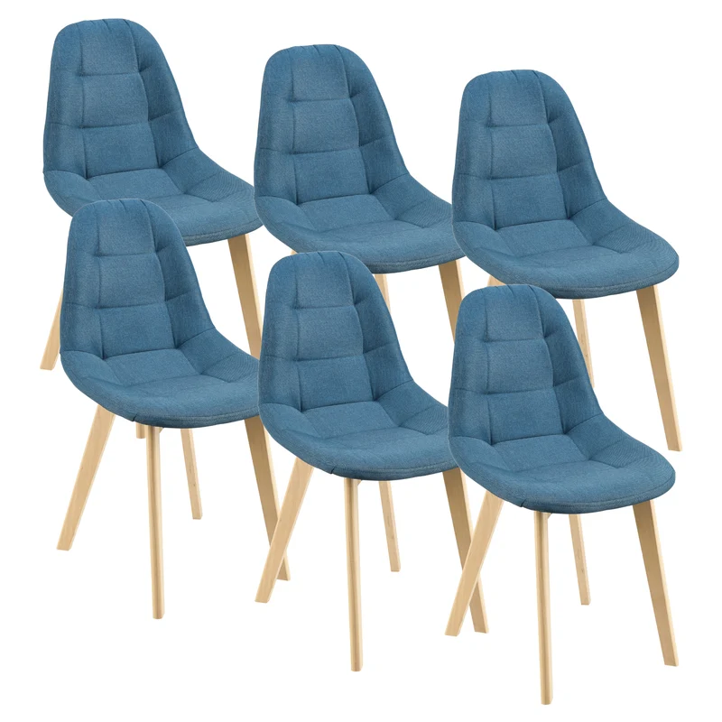 Set de 6 Sillas de Comedor Kopparberg Tapizado Patas de Haya 86 x 53 x 47 cm - En diferentes colores [en.casa]