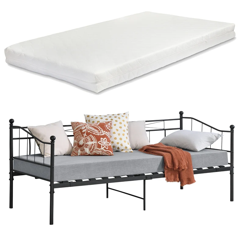 Cama de metal Arjeplog 90x200cm con colchón varios colores en.casa