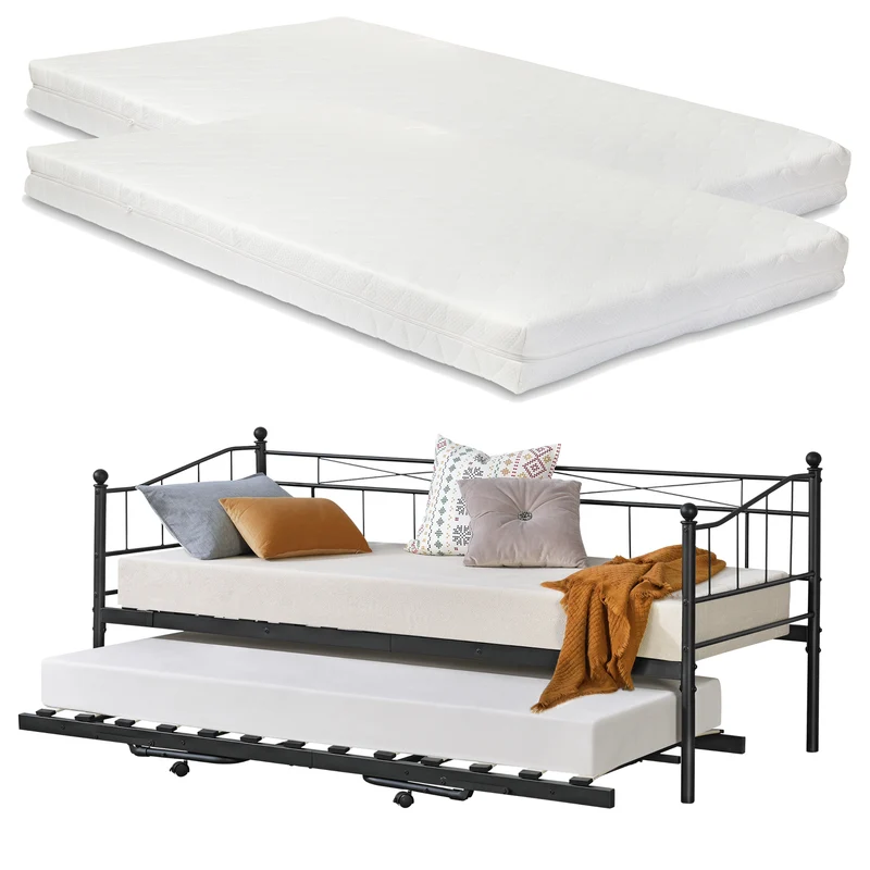 Cama de metal Skutskär con colchón 90x200cm en varios colores en.casa