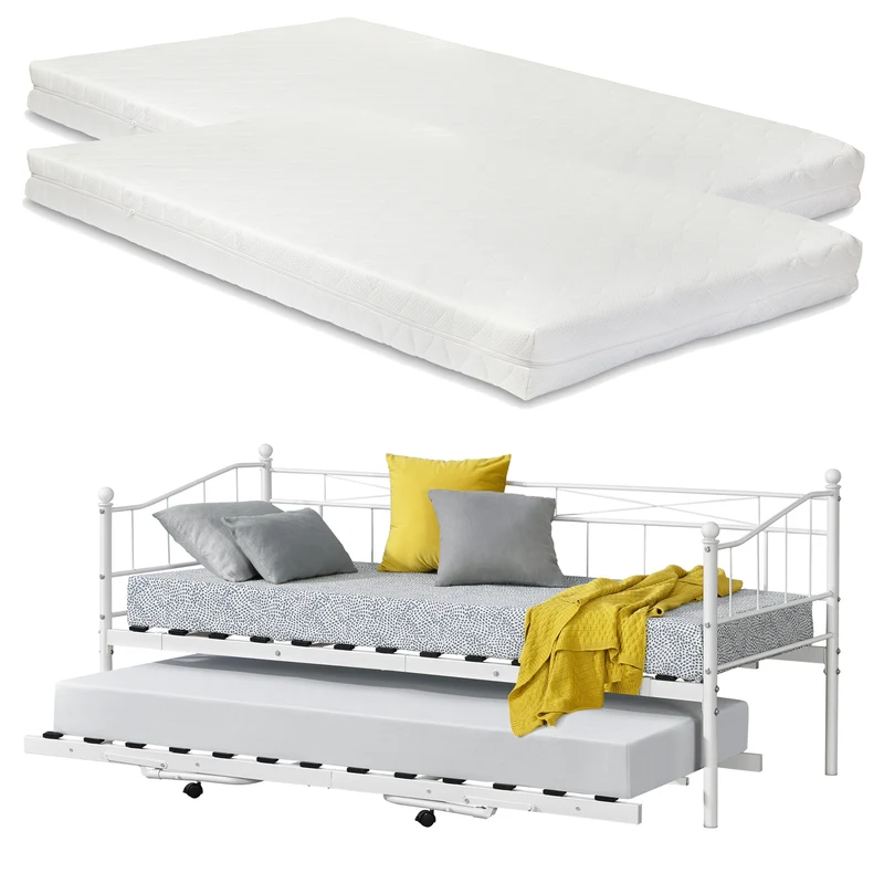 Cama de metal Skutskär con colchón 90x200cm en varios colores en.casa