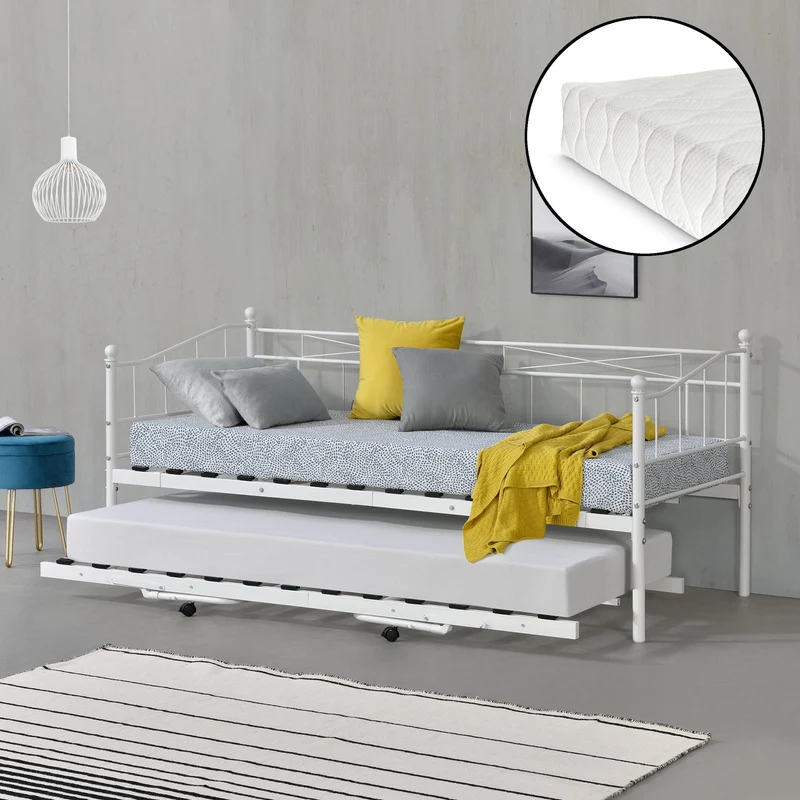 Cama de metal Skutskär con colchón 90x200cm en varios colores en.casa