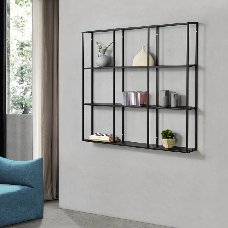 Estantería de pared Jelsa 9 compartimentos - Negro [en.casa]