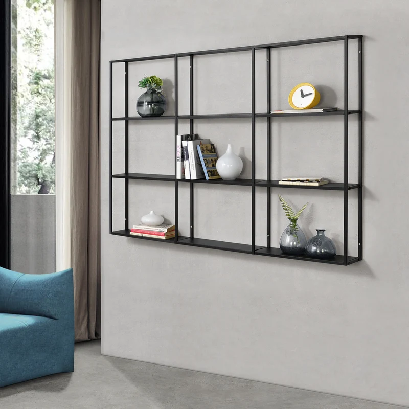 Estantería de pared Jelsa 9 compartimentos - Negro [en.casa]