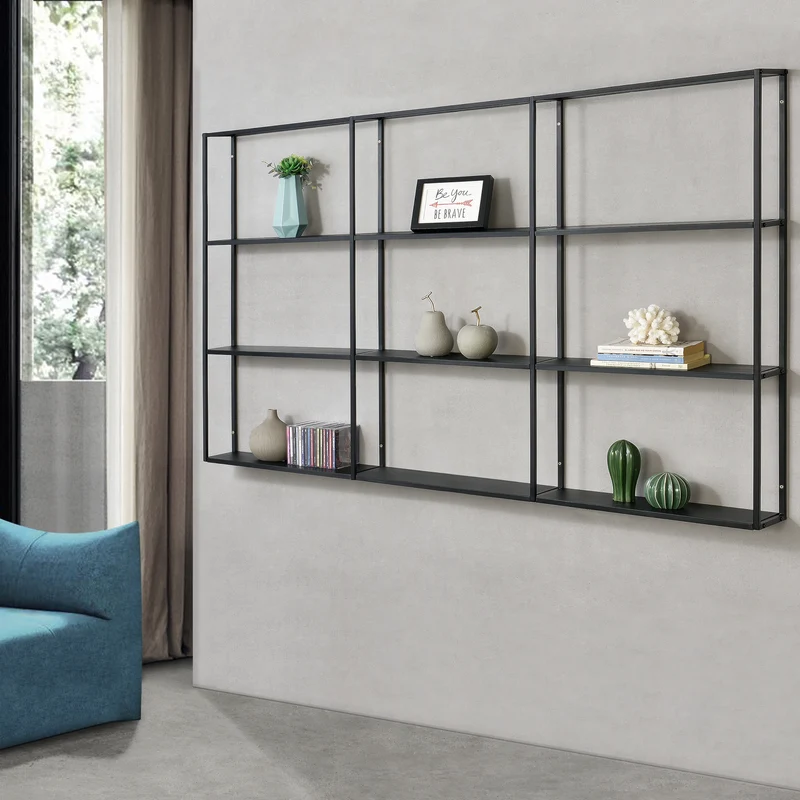 Estantería de pared Jelsa 9 compartimentos - Negro [en.casa]