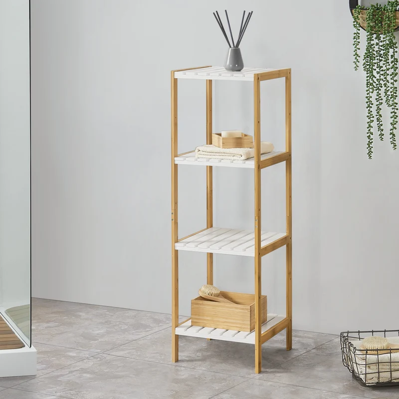 Estantería de baño Balsfjord con 3-4-5 estantes en varios tamaños Bambú [en.casa]