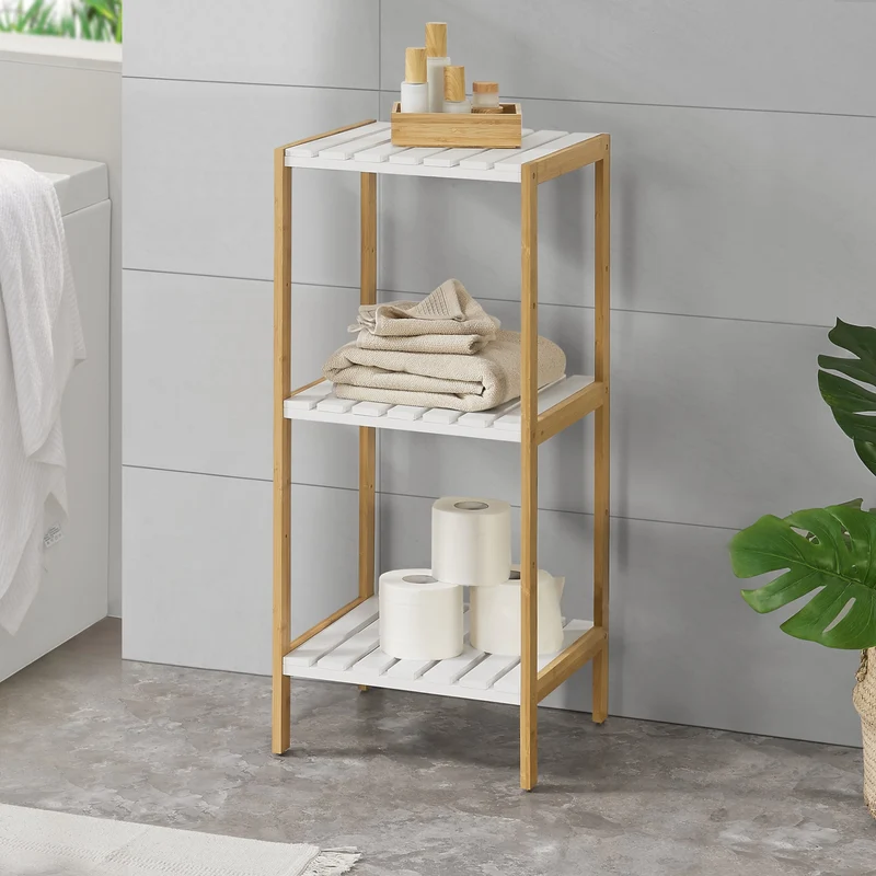 Estantería de baño Balsfjord con 3-4-5 estantes en varios tamaños Bambú [en.casa]