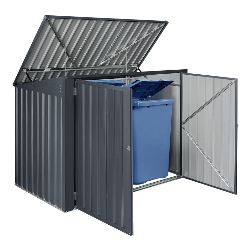 Caja para contenedores de basura Grebin para 2/3 contenedores Gris oscuro en varios tamaños [en.casa]