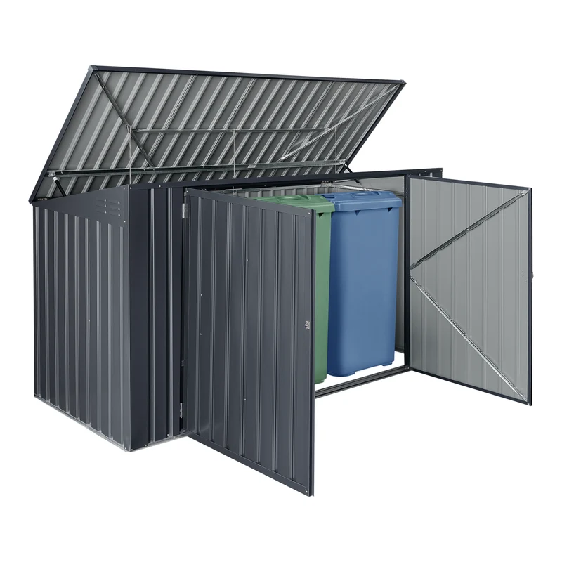 Caja para contenedores de basura Grebin para 2/3 contenedores Gris oscuro en varios tamaños [en.casa]