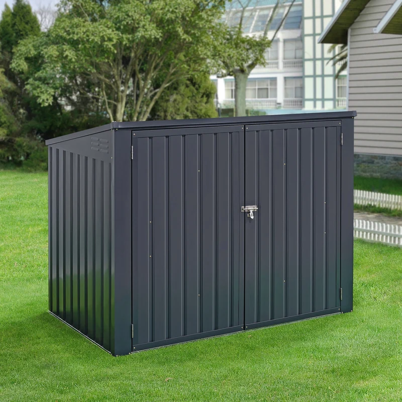 Caja para contenedores de basura Grebin para 2/3 contenedores Gris oscuro en varios tamaños [en.casa]